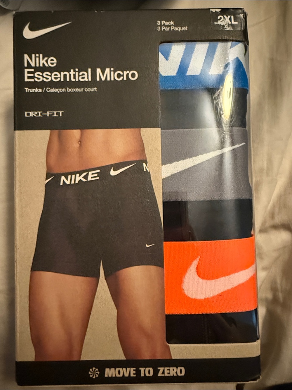 Nike Dri-fit boxer briefs 3 Pack - all Black, w/Blue, Gray, Orange bands